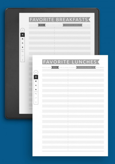 Favorite Recipes List - Casual Style Template for Kindle Scribe