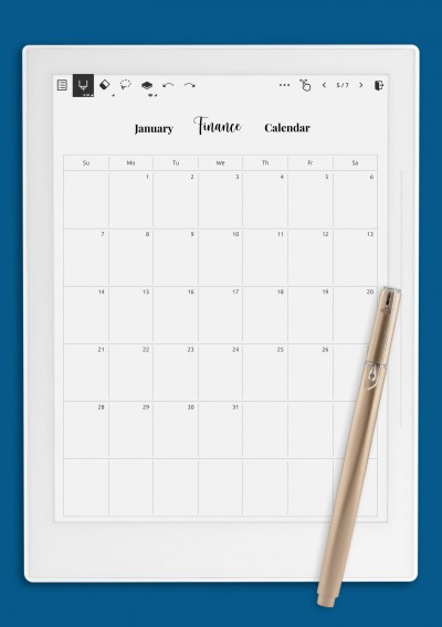 Supernote A5X Finance Calendar Template