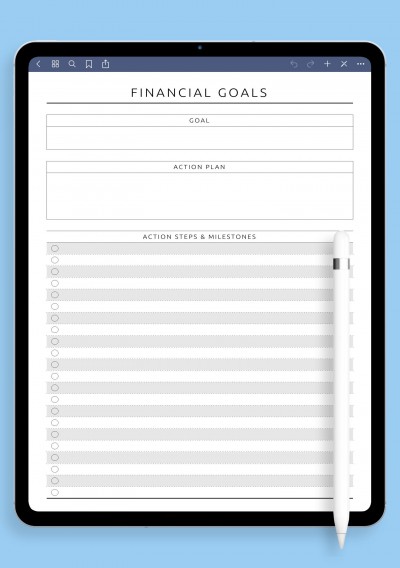iPad Financial Goals Template
