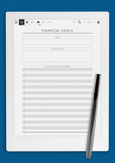 Financial Goals Template Supernote A6X