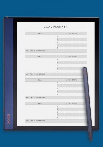 Fitness Goal Planner Template for BOOX Note