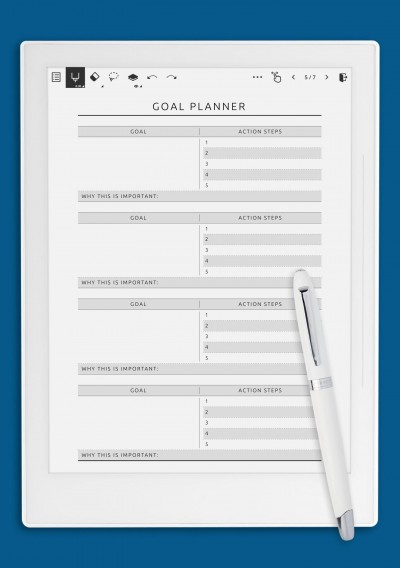 Supernote A5X Fitness Goal Planner Template