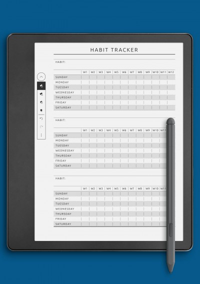 Fitness Habit Tracker Template for Kindle Scribe