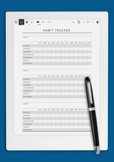 Fitness Habit Tracker Template for Supernote
