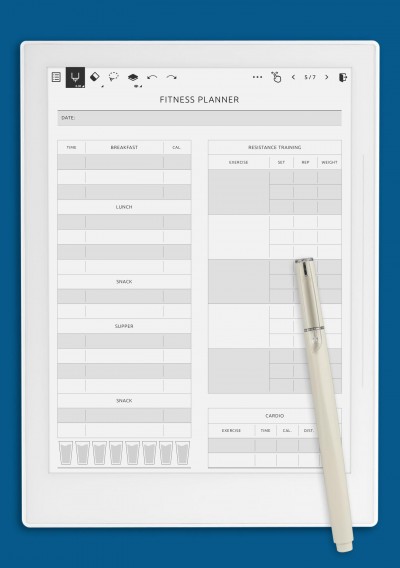 Supernote A5X Fitness Planner Template