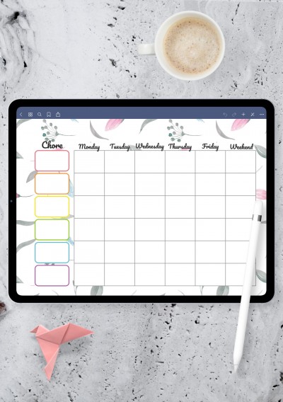 Notability Template Horizontal Floral Chore Chart