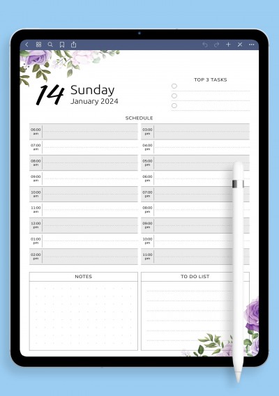 iPad Floral Day Planner Template