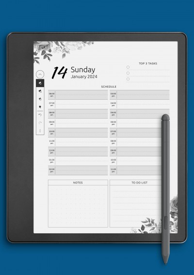 Kindle Scribe Floral Day Planner Template 