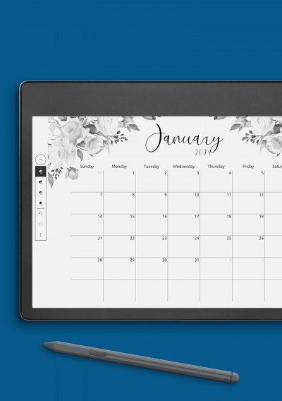 Amazon Kindle Floral Design Monthly Calendar