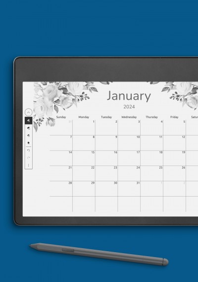 Amazon Kindle Floral Monthly Calendar