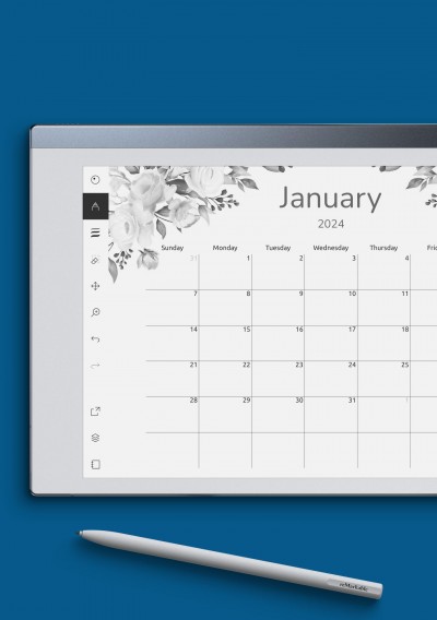 reMarkable Floral Monthly Calendar