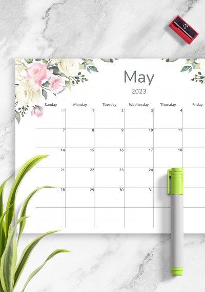 Download Floral Monthly Calendar - Printable PDF