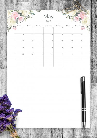 Download Floral Monthly Calendar - Printable PDF