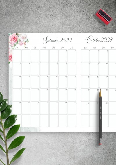 Download Floral Two Months Calendar - Printable PDF