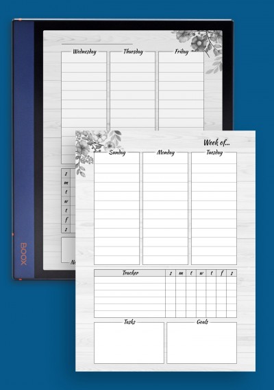 Floral weekly planner template for BOOX Note