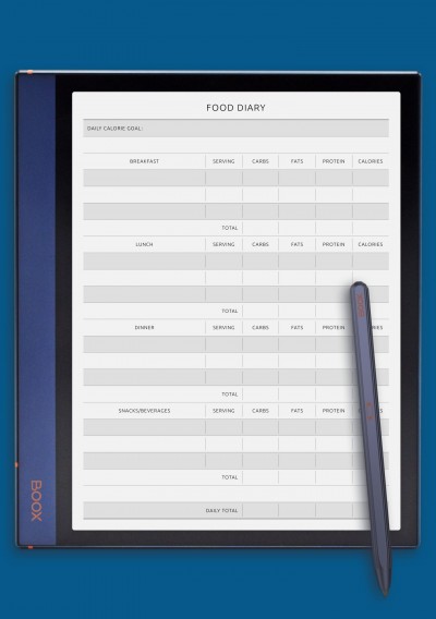 BOOX Note Air Food Diary Template
