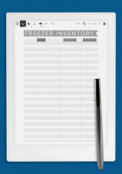 Freezer Inventory - Casual Style template for Supernote