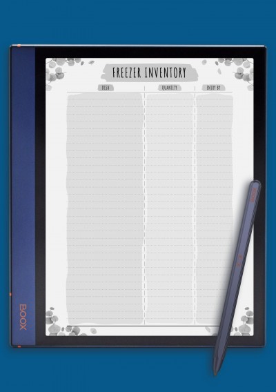 Freezer Inventory - Floral Style Template for BOOX Note