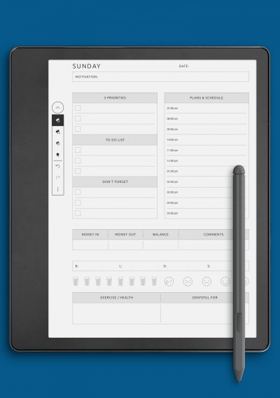 Full Daily Undated Template with Custom Schedule for Kindle Scribe