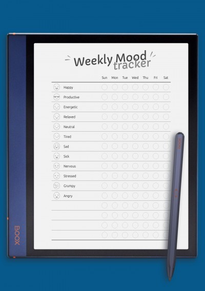 Funny Weekly Mood Tracker Template for BOOX Note