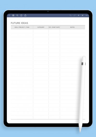 Future Ideas Template for GoodNotes