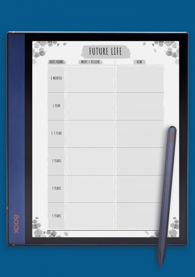 Future Life Goals - Floral Style Template for BOOX Note