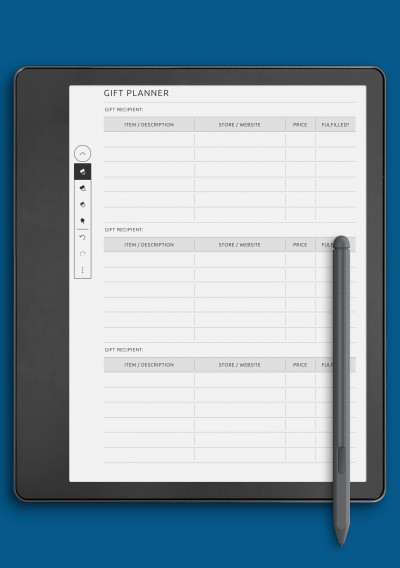 Kindle Scribe Gift Planner - 3 Recipients Template