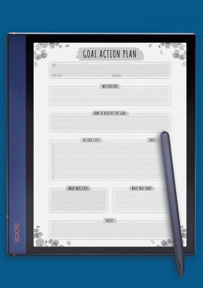 Goal Action Plan - Floral Style Template for BOOX Note