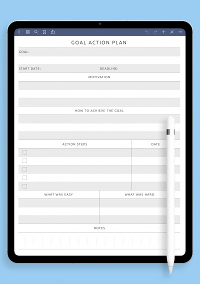 Goal Action Plan - Original Style Template for iPad Pro