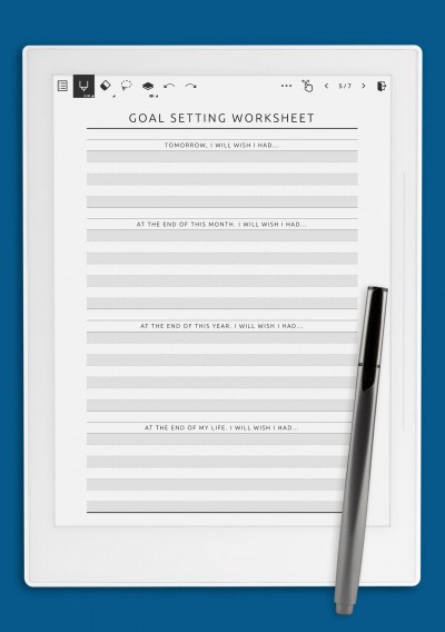 Goal Setting Worksheet - I will wish I had template for Supernote