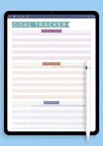 Notability Goal Tracker Template - Casual Style 