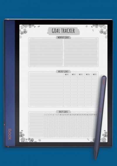 Goal Tracker - Floral Style Template for BOOX Note