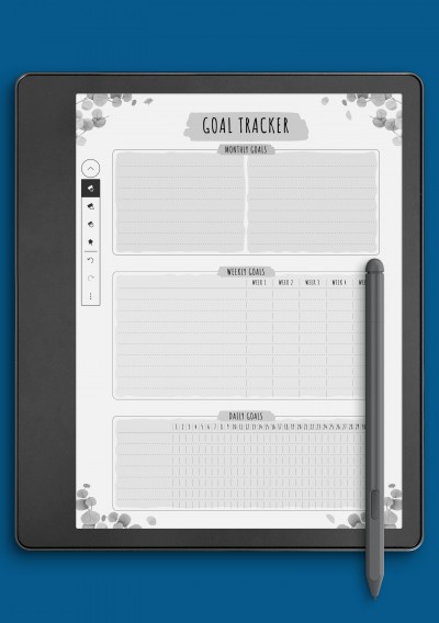 Kindle Scribe Goal Tracker - Floral Style Template
