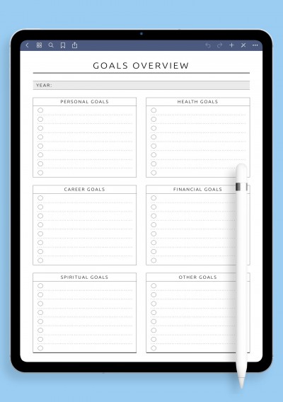 Goals Overview - Original Style Template for Notability