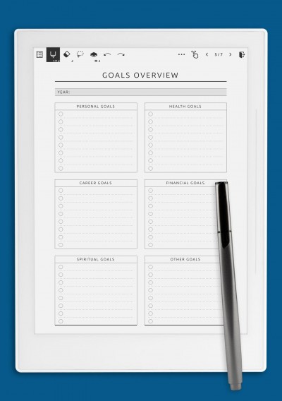 Goals Overview - Original Style Template for Supernote A6X