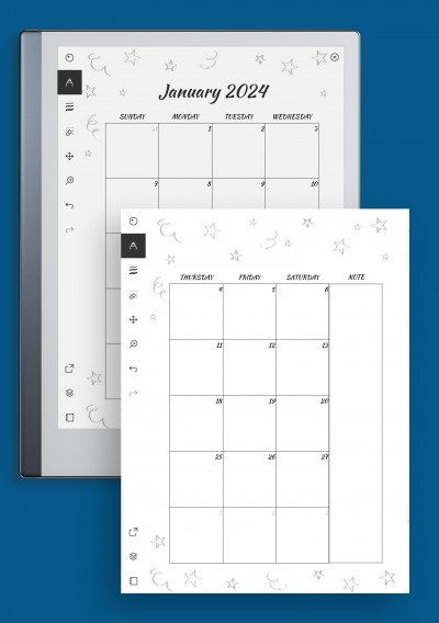 reMarkable Stars Monthly Birthday Calendar