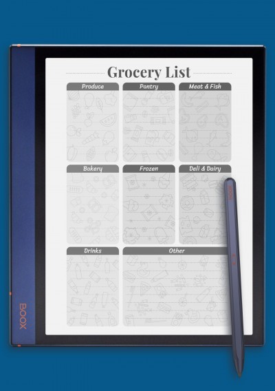 Grocery list template for BOOX Note