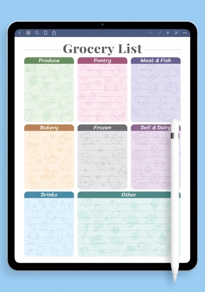 iPad Grocery list Template