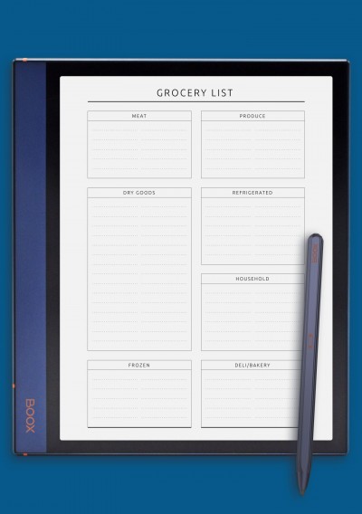 BOOX Note Air Grocery List Template - Original Style