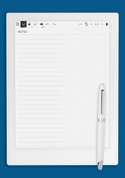 Supernote Device Half Ruled with Grid Template