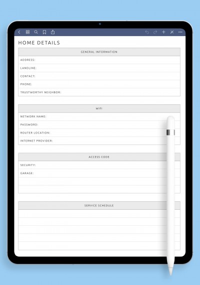 Home Details Template for iPad Pro
