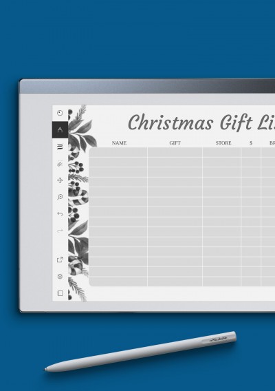 reMarkable Horizontal Christmas Gift List - Classic Style