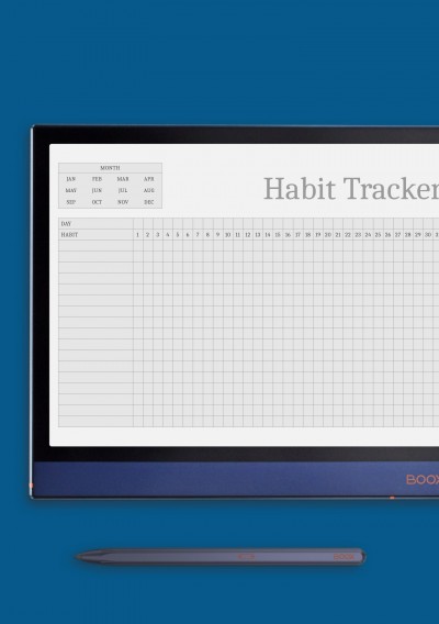 Horizontal Habit Tracker Template for Onyx BOOX