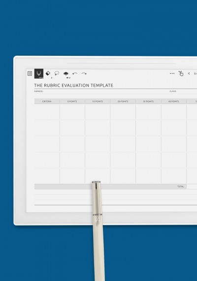 The Horizontal Rubric Evaluation Template with Notes for Supernote