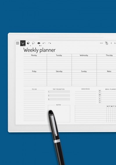 Horizontal Weekly Blank Calendar Template for Supernote
