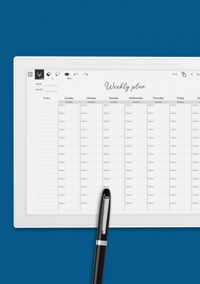 Horizontal Weekly Organiser Template for Supernote