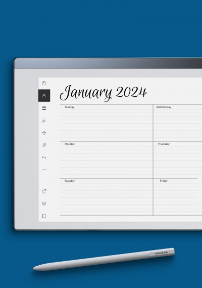 reMarkable Horizontal Weekly Schedule Template