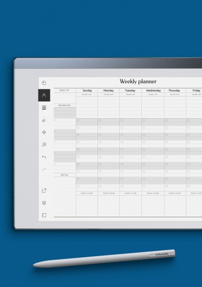 reMarkable Horizontal Weekly Task Planner Template