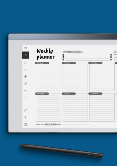reMarkable Horizontal Weekly Time Planner Template
