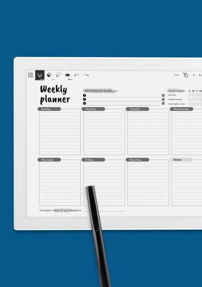 Horizontal Weekly Time Planner Template for Supernote